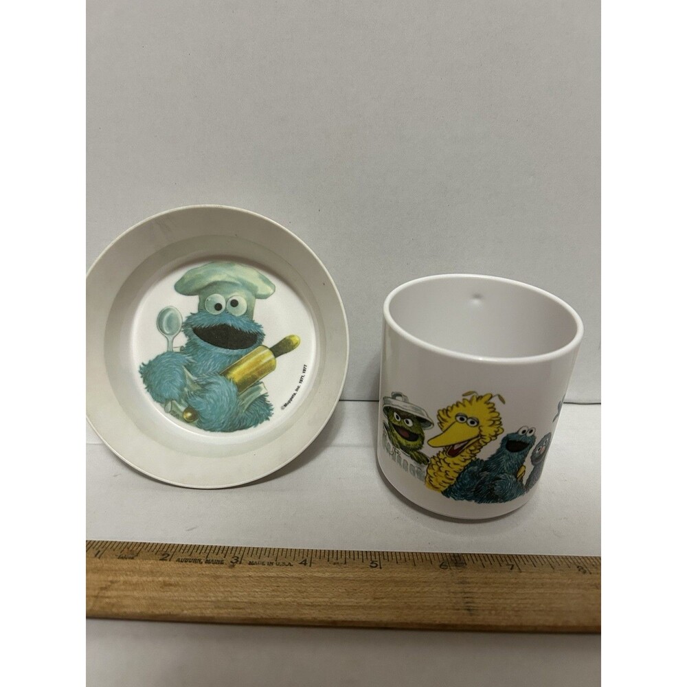Vintage Melamine Children’s Cup And Bowl Sesame Street 70’s